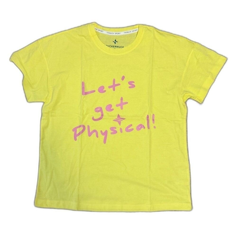 Tuckernuck Sport Let's Get Physical Yellow and Pink Top Size XS NWT